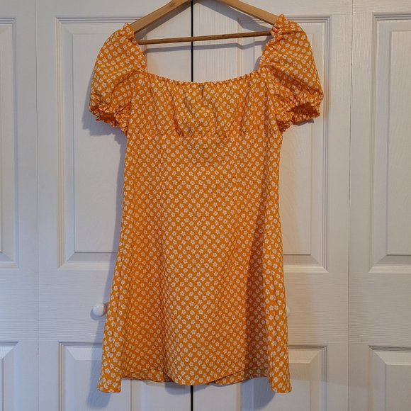 🍂 NWT H&M Orange Floral Mini Dress - Picture 5 of 6